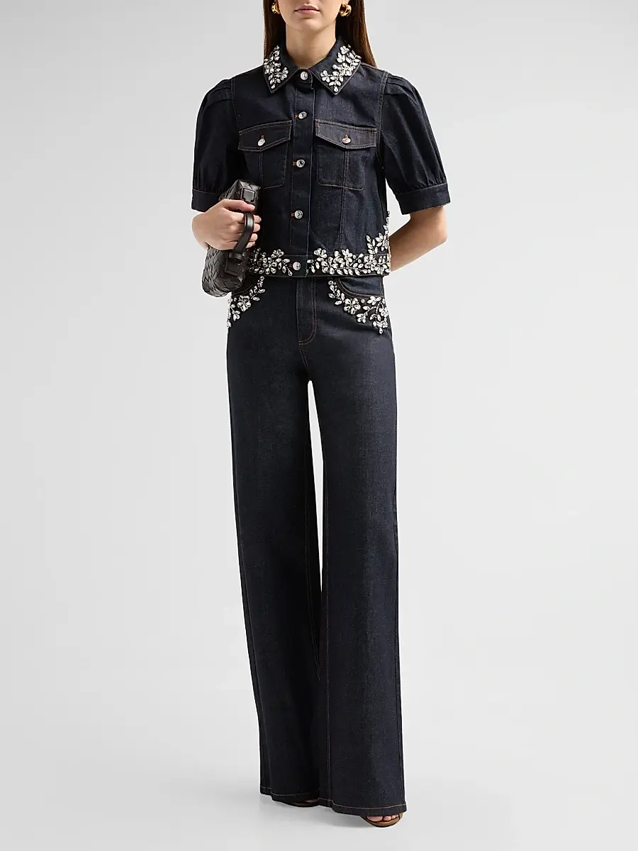 Ramy Brook Women's Hailey Embellished Denim Crop Shirt | Thumbnail 2 Ramy Brook Women's Hailey Embellished Denim Crop Shirt | Thumbnail 2