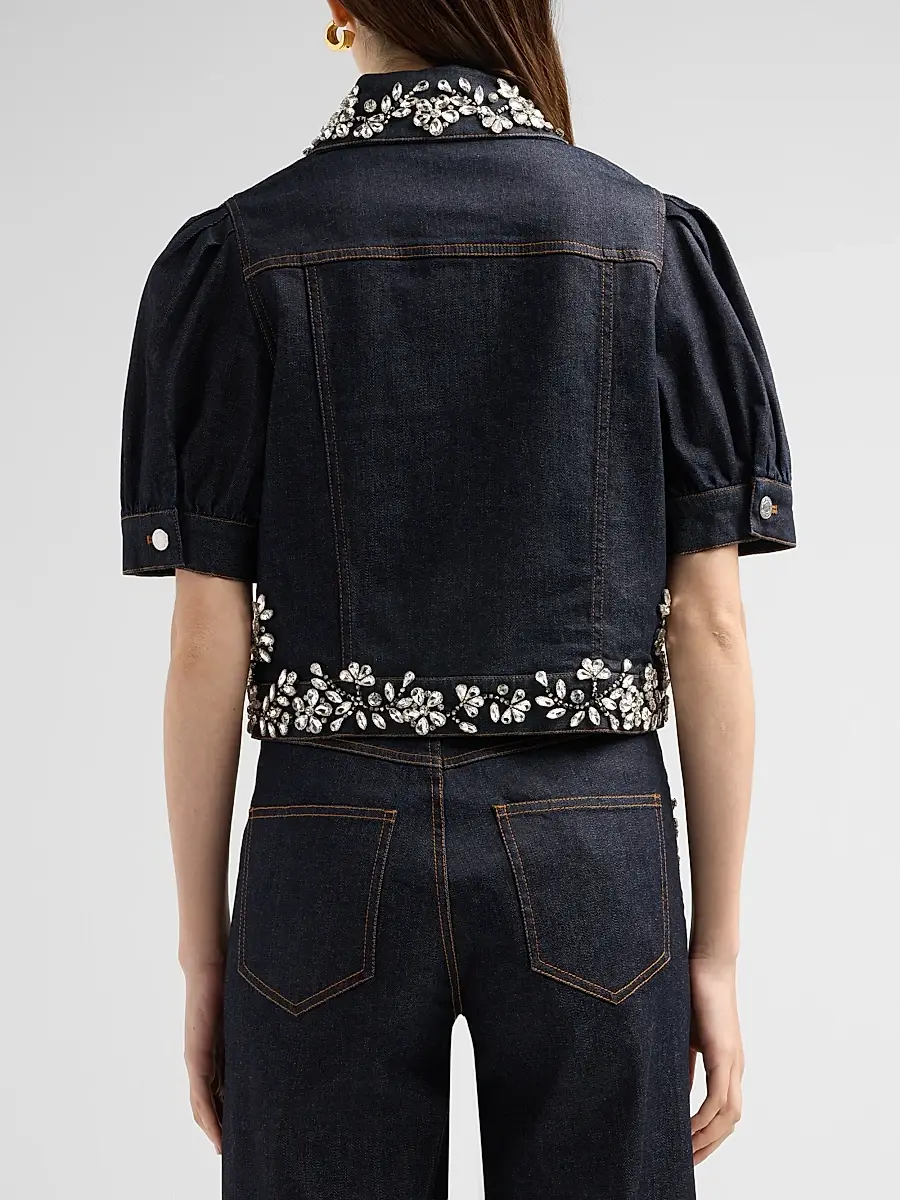 Ramy Brook Women's Hailey Embellished Denim Crop Shirt | Thumbnail 3 Ramy Brook Women's Hailey Embellished Denim Crop Shirt | Thumbnail 3