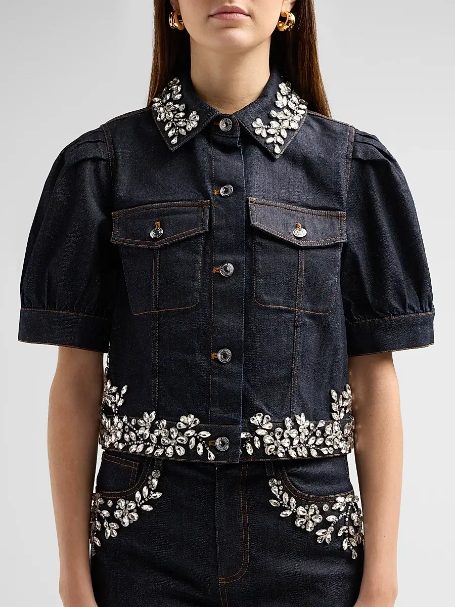 Ramy Brook Women's Hailey Embellished Denim Crop Shirt | Thumbnail 5 Ramy Brook Women's Hailey Embellished Denim Crop Shirt | Thumbnail 5