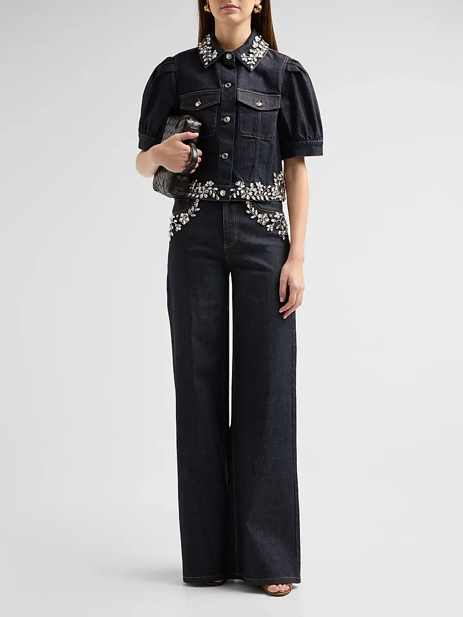 Ramy Brook Women's Elena Embellished Wide-Leg Jeans | Thumbnail 2 Ramy Brook Women's Elena Embellished Wide-Leg Jeans | Thumbnail 2