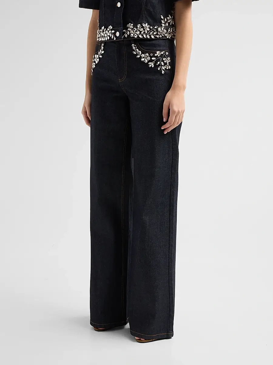 Ramy Brook Women's Elena Embellished Wide-Leg Jeans | Thumbnail 4 Ramy Brook Women's Elena Embellished Wide-Leg Jeans | Thumbnail 4