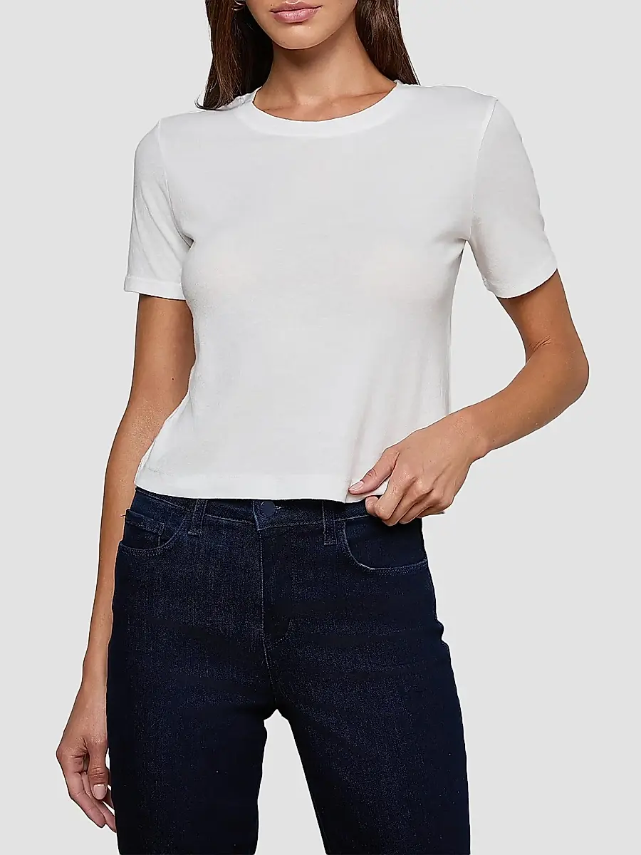 L'Agence Women's Stormy Cotton Short-Sleeve Crop T-Shirt | Thumbnail 2