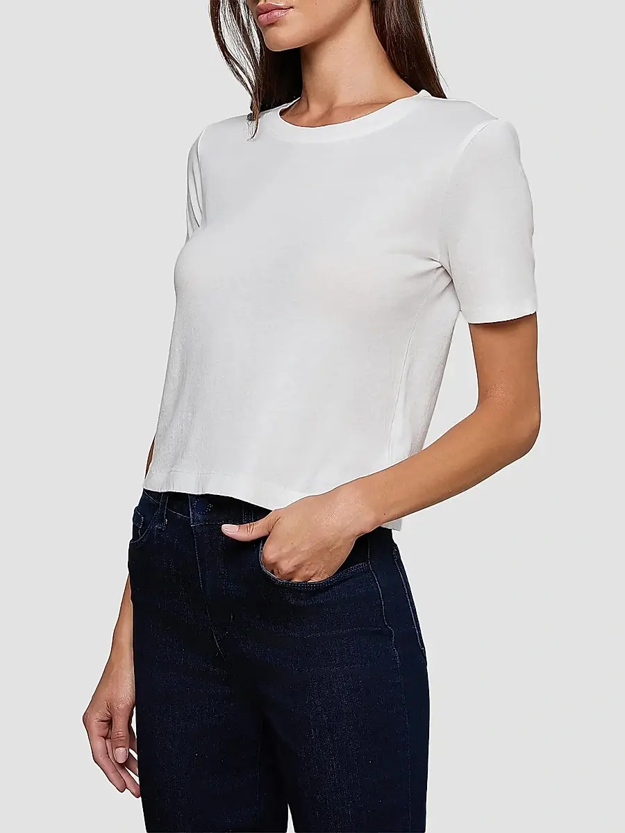 L'Agence Women's Stormy Cotton Short-Sleeve Crop T-Shirt | Thumbnail 3