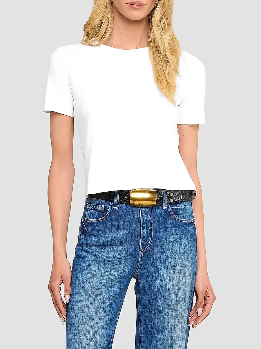L'Agence Women's Stormy Cotton Short-Sleeve Crop T-Shirt | Thumbnail 4