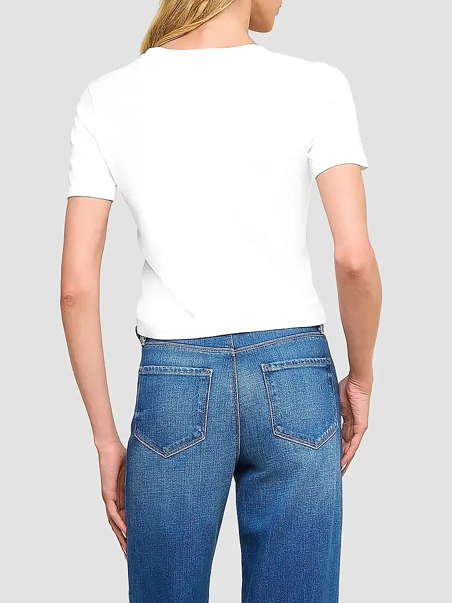 L'Agence Women's Stormy Cotton Short-Sleeve Crop T-Shirt | Thumbnail 6