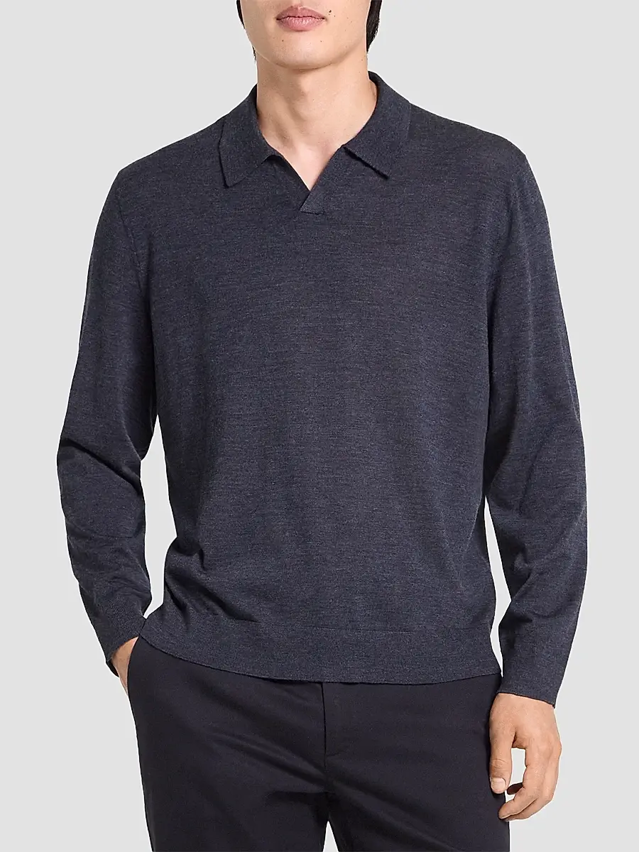 Theory Men's Wool Relaxed-Fit Polo Sweater | Thumbnail 4 Theory Men's Wool Relaxed-Fit Polo Sweater | Thumbnail 4
