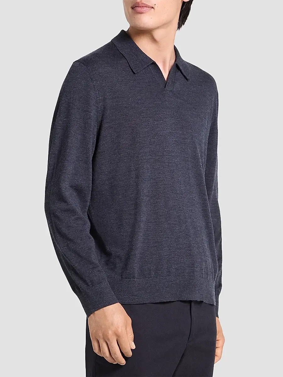 Theory Men's Wool Relaxed-Fit Polo Sweater | Thumbnail 6 Theory Men's Wool Relaxed-Fit Polo Sweater | Thumbnail 6