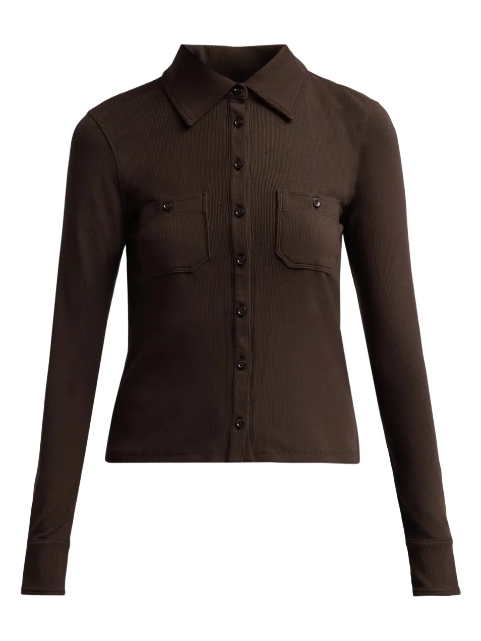 Frame Women's The Pocket Rib-Knit Polo Shirt