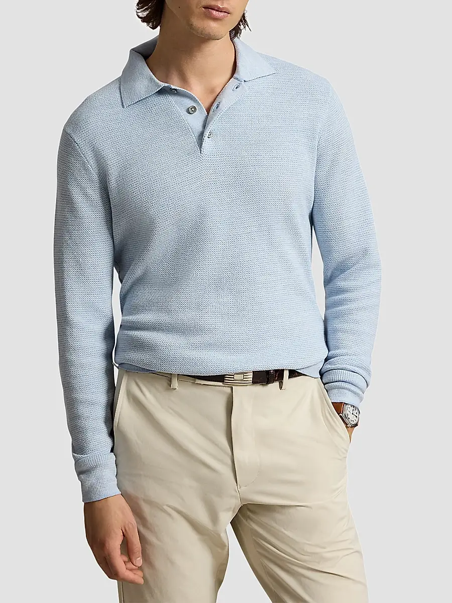 Polo Ralph Lauren Men's Striped Performance Wool-Blend Polo Sweater | Thumbnail 4