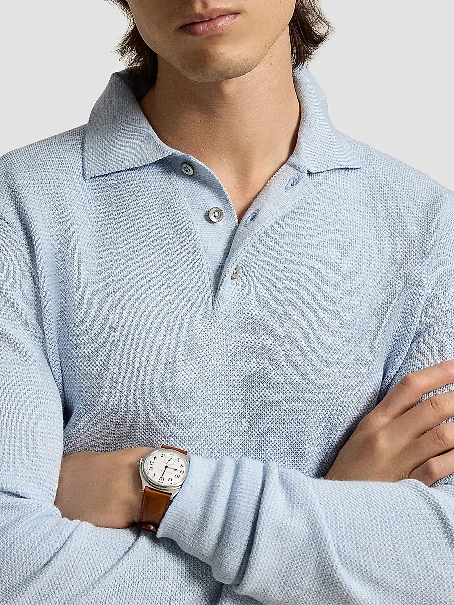 Polo Ralph Lauren Men's Striped Performance Wool-Blend Polo Sweater | Thumbnail 6