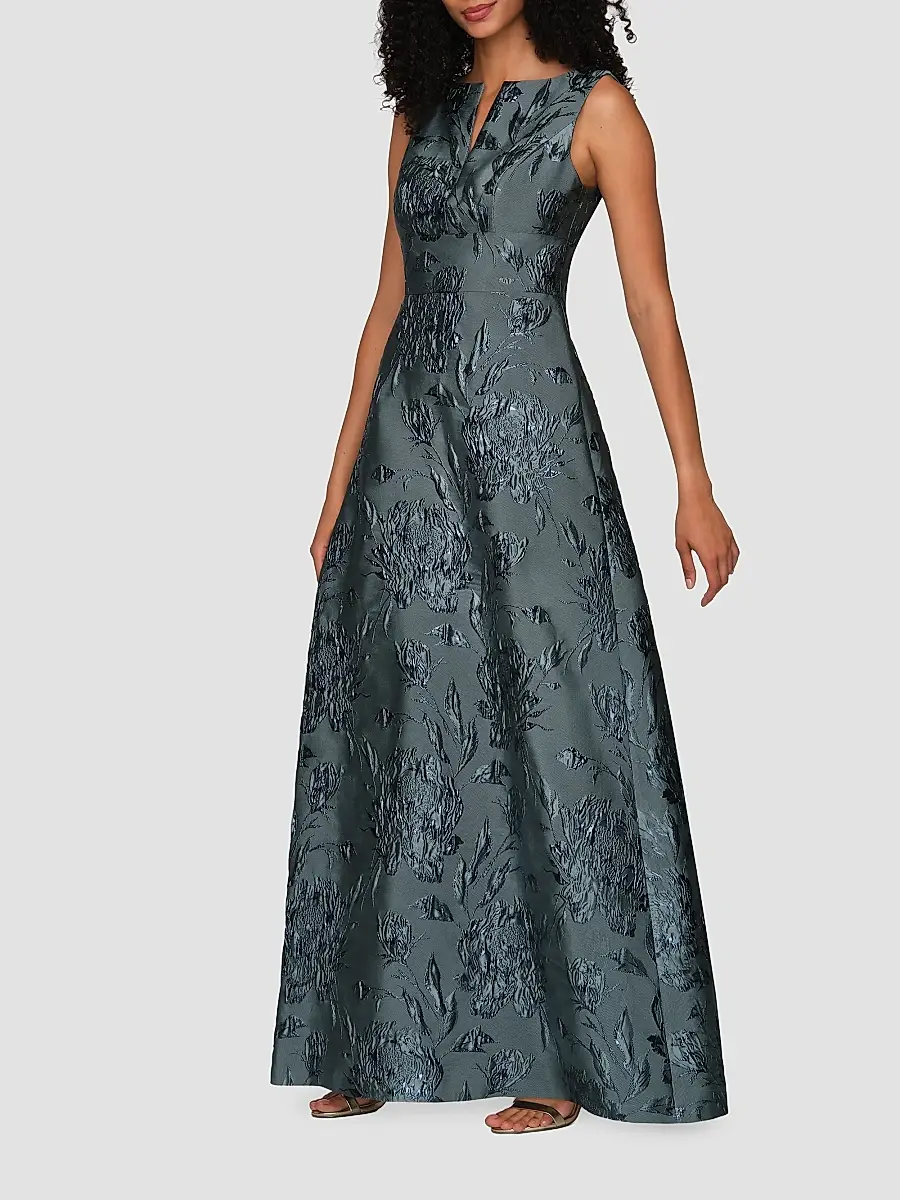 Kay Unger Women's Guilietta Metallic Rose Jacquard Gown | Thumbnail 6 Kay Unger Women's Guilietta Metallic Rose Jacquard Gown | Thumbnail 6