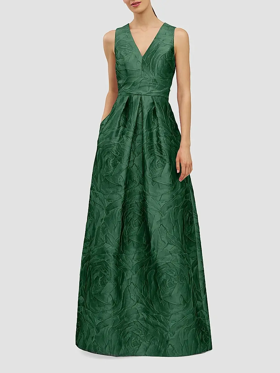 Kay Unger Women's Mariah Jacquard Textured Gown | Thumbnail 2 Kay Unger Women's Mariah Jacquard Textured Gown | Thumbnail 2