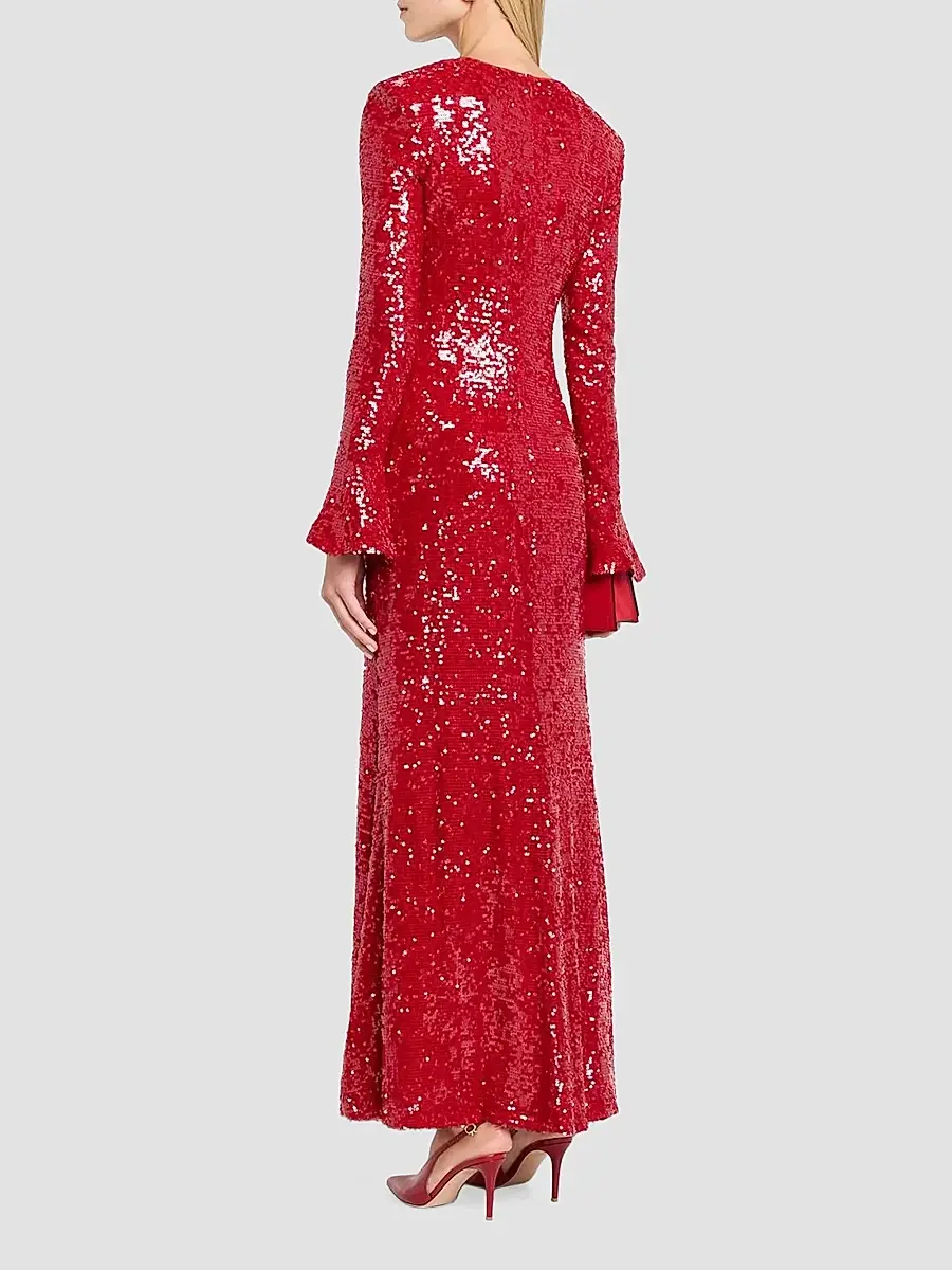 Lapointe Women's Sequined Flare Sleeve A-Line Gown | Thumbnail 3