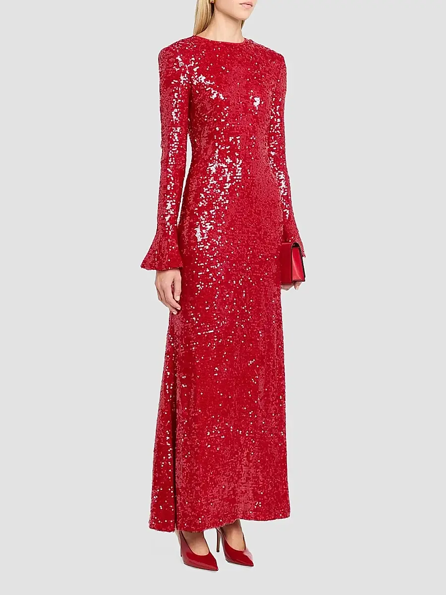 Lapointe Women's Sequined Flare Sleeve A-Line Gown | Thumbnail 4
