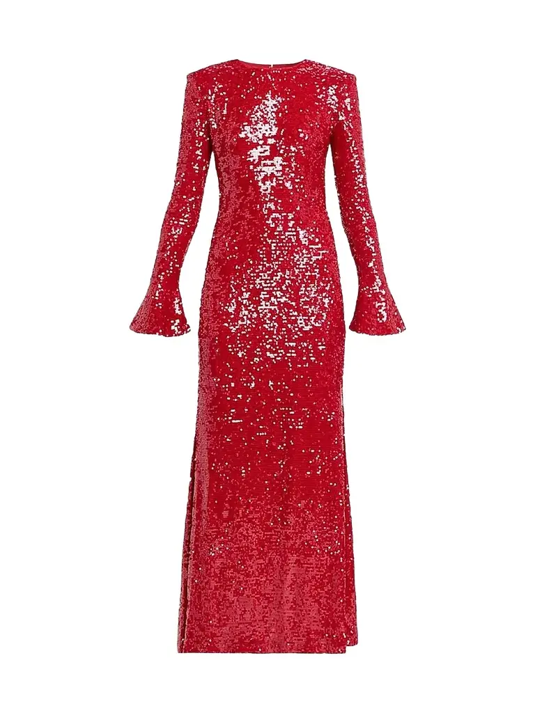 Lapointe Women's Sequined Flare Sleeve A-Line Gown