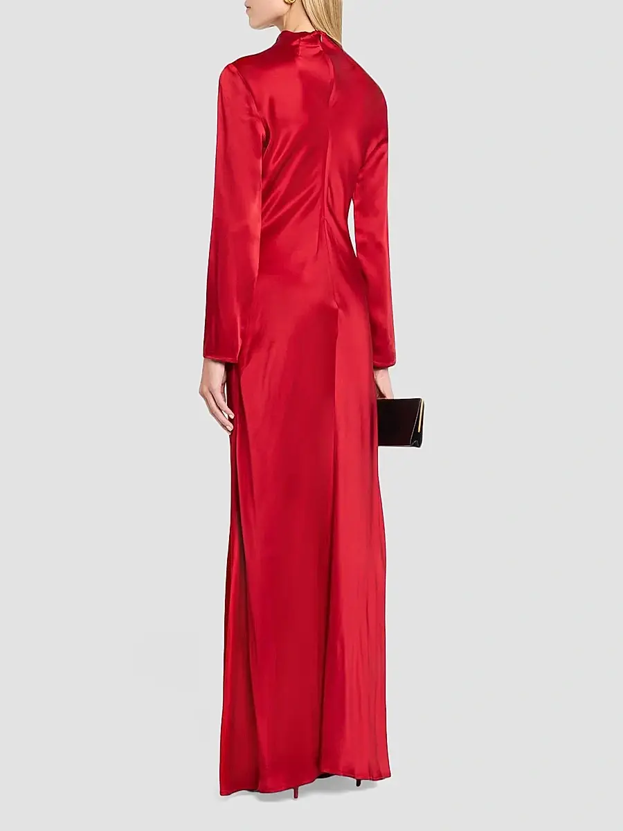 Lapointe Women's Satin Gathered Tab Gown | Thumbnail 3 Lapointe Women's Satin Gathered Tab Gown | Thumbnail 3
