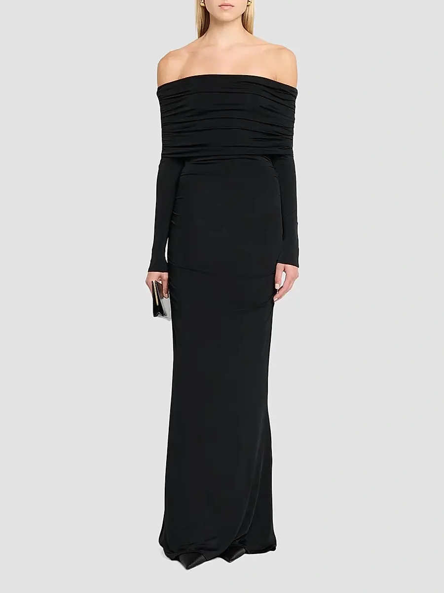 Lapointe Women's Jersey Off-The-Shoulder Column Gown | Thumbnail 2 Lapointe Women's Jersey Off-The-Shoulder Column Gown | Thumbnail 2