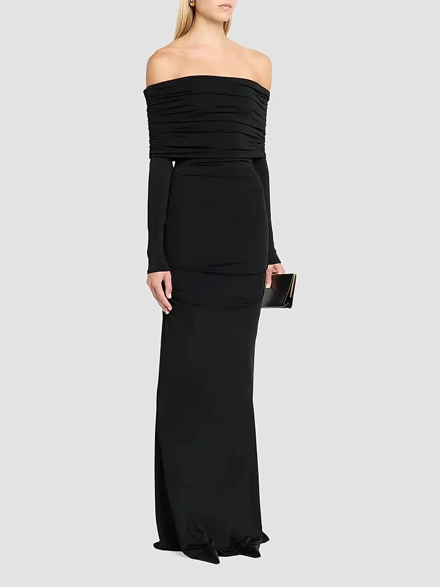 Lapointe Women's Jersey Off-The-Shoulder Column Gown | Thumbnail 4 Lapointe Women's Jersey Off-The-Shoulder Column Gown | Thumbnail 4