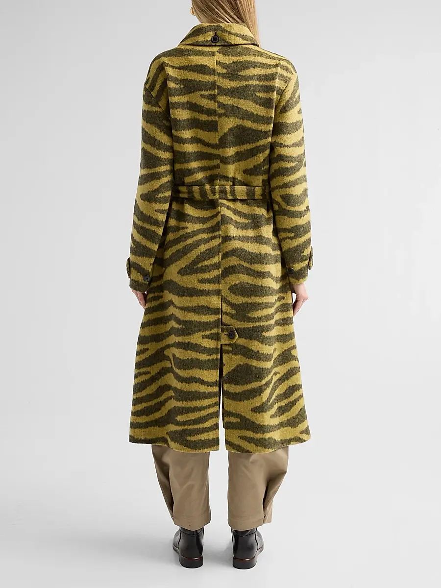 Proenza Schouler White Label Women's Juliette Zebra Jacquard Wool-Blend Belted Coat | Thumbnail 3 Proenza Schouler White Label Women's Juliette Zebra Jacquard Wool-Blend Belted Coat | Thumbnail 3