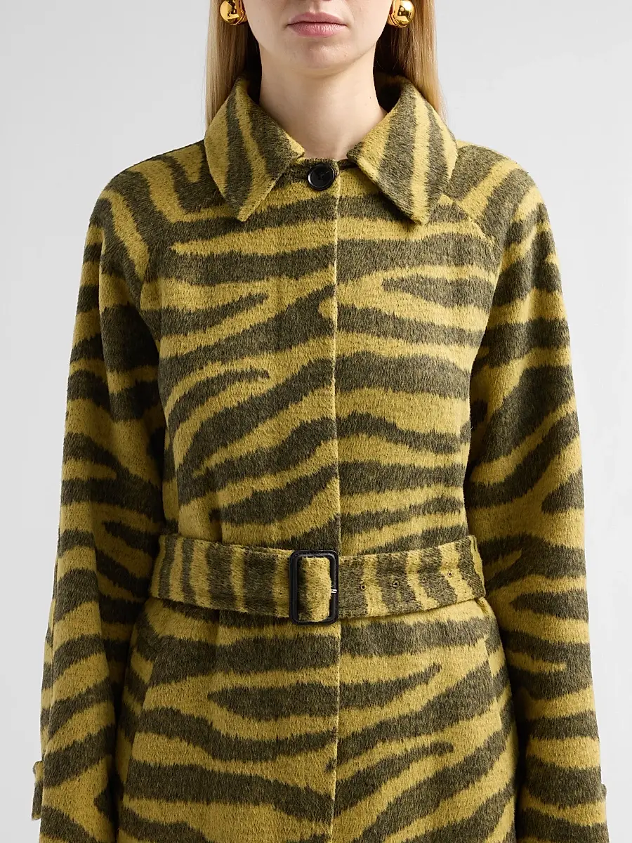 Proenza Schouler White Label Women's Juliette Zebra Jacquard Wool-Blend Belted Coat | Thumbnail 5 Proenza Schouler White Label Women's Juliette Zebra Jacquard Wool-Blend Belted Coat | Thumbnail 5