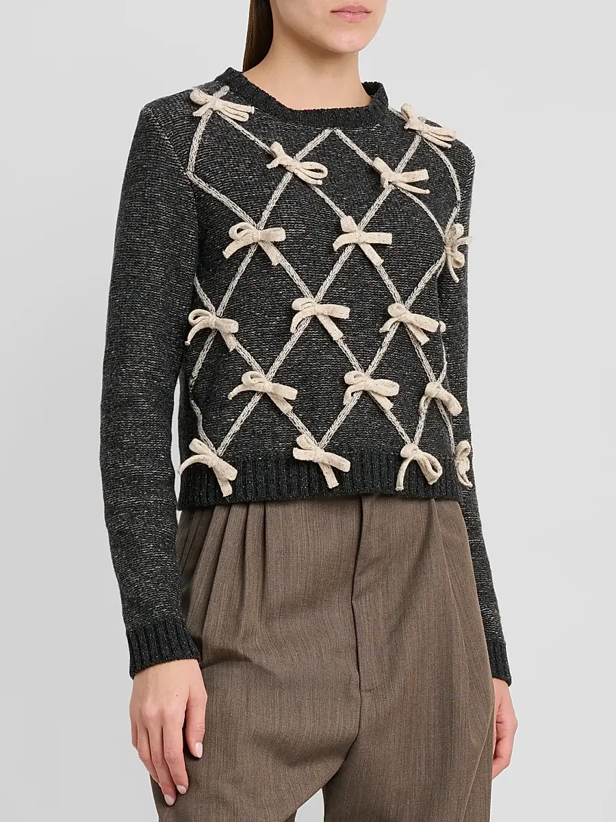 MOSCHINO Women's Bow Wool-Blend Sweater | Thumbnail 4 MOSCHINO Women's Bow Wool-Blend Sweater | Thumbnail 4