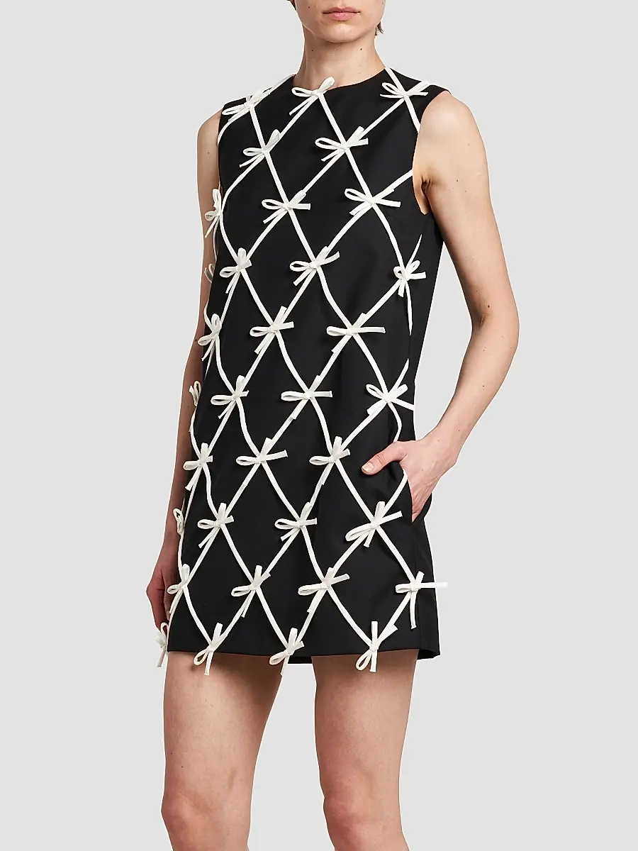 MOSCHINO Women's Bow-Detail Wool Shift Mini Dress | Thumbnail 4 MOSCHINO Women's Bow-Detail Wool Shift Mini Dress | Thumbnail 4