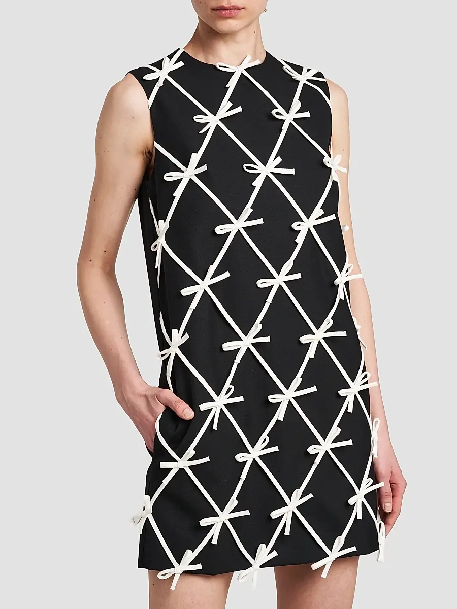 MOSCHINO Women's Bow-Detail Wool Shift Mini Dress | Thumbnail 5 MOSCHINO Women's Bow-Detail Wool Shift Mini Dress | Thumbnail 5
