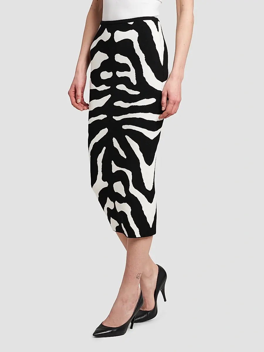 MOSCHINO Women's Zebra Jacquard Knit Midi Skirt | Thumbnail 4
