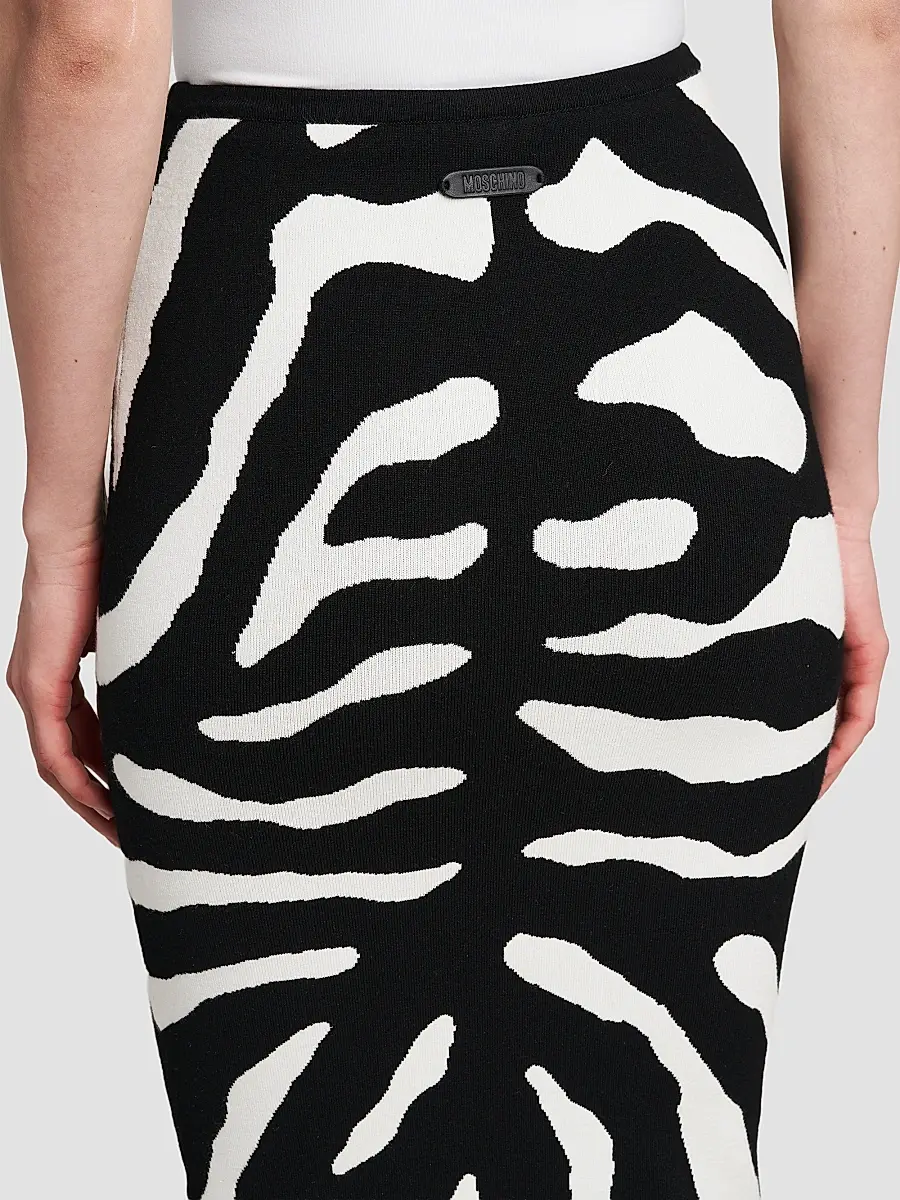 MOSCHINO Women's Zebra Jacquard Knit Midi Skirt | Thumbnail 5