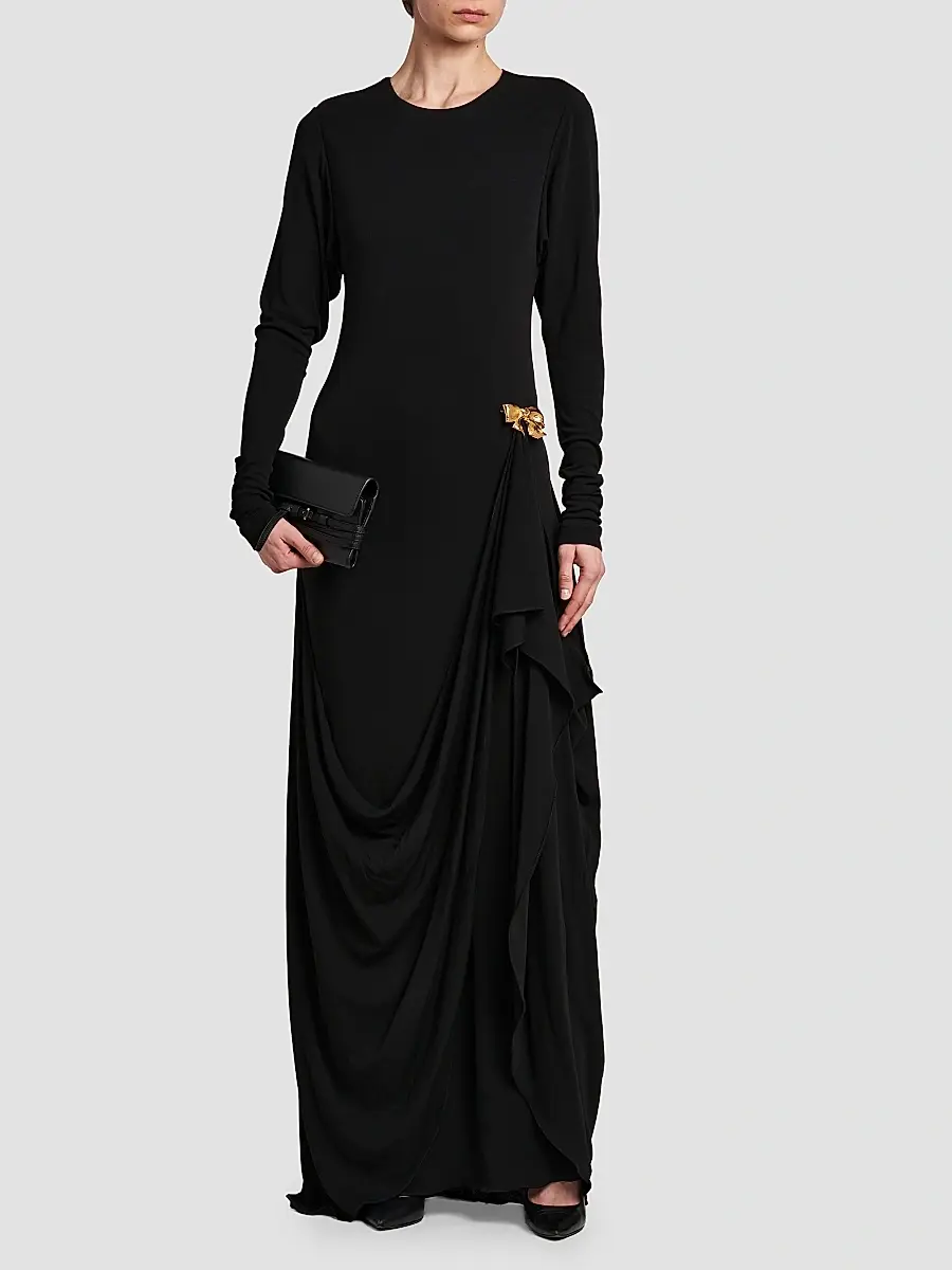 MOSCHINO Women's Bow Draped Maxi Dress | Thumbnail 2 MOSCHINO Women's Bow Draped Maxi Dress | Thumbnail 2