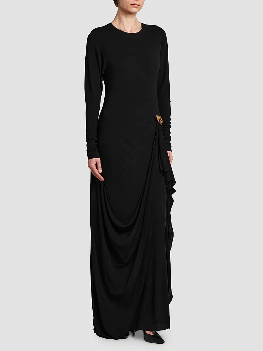 MOSCHINO Women's Bow Draped Maxi Dress | Thumbnail 4 MOSCHINO Women's Bow Draped Maxi Dress | Thumbnail 4