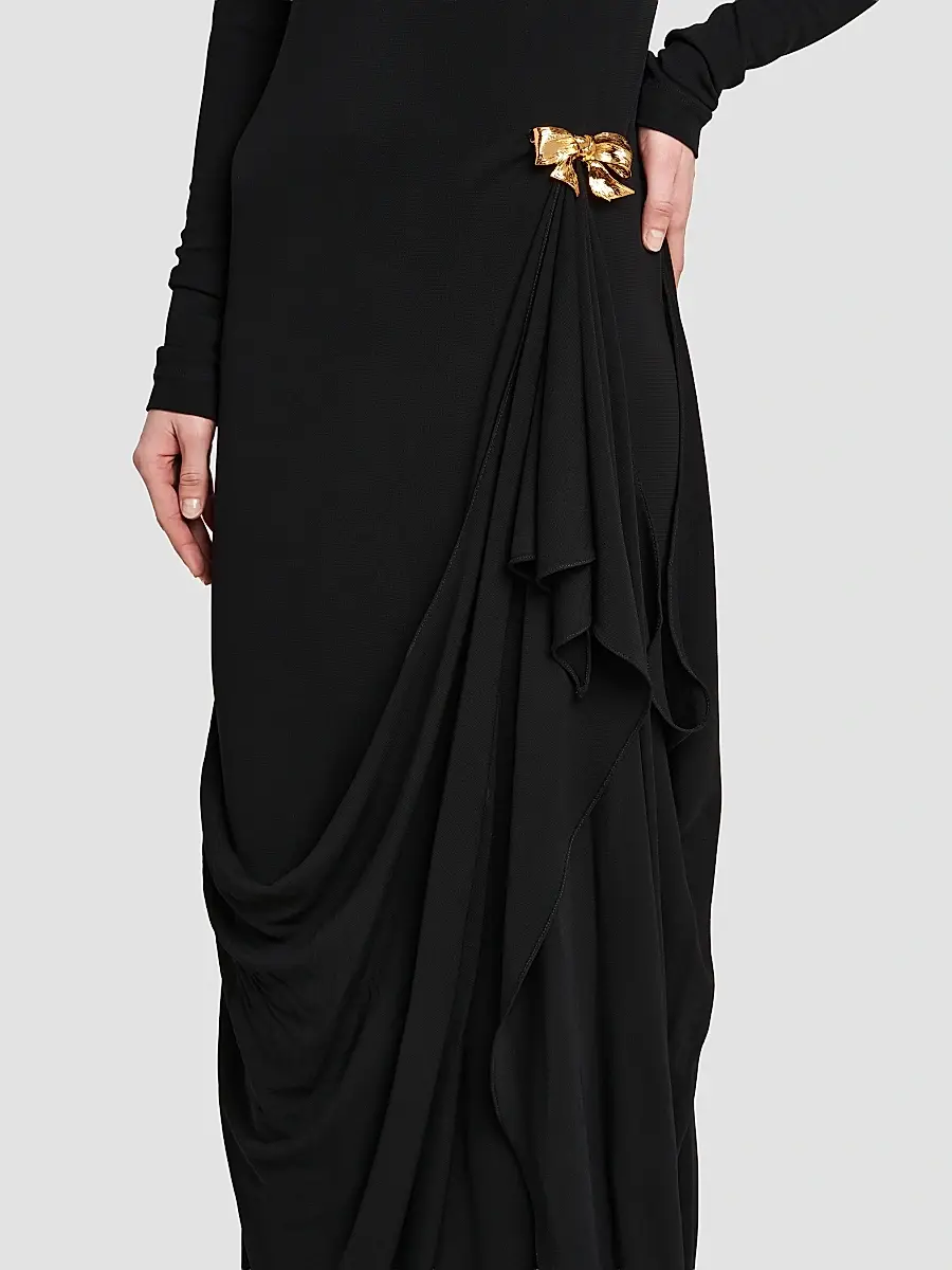 MOSCHINO Women's Bow Draped Maxi Dress | Thumbnail 5 MOSCHINO Women's Bow Draped Maxi Dress | Thumbnail 5
