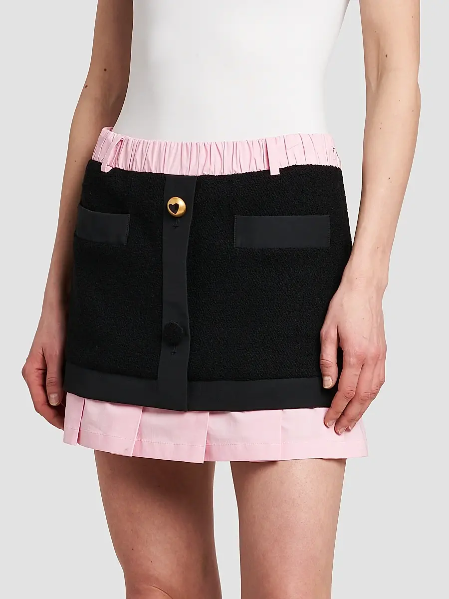 MOSCHINO Women's Mixed-Media Pleated Button-Front Mini Skirt | Thumbnail 4 MOSCHINO Women's Mixed-Media Pleated Button-Front Mini Skirt | Thumbnail 4