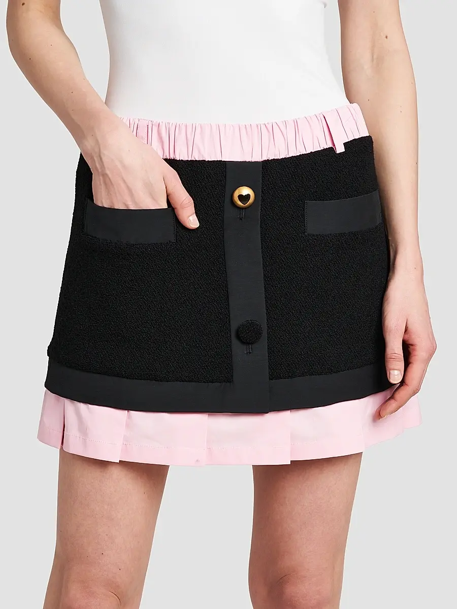 MOSCHINO Women's Mixed-Media Pleated Button-Front Mini Skirt | Thumbnail 5 MOSCHINO Women's Mixed-Media Pleated Button-Front Mini Skirt | Thumbnail 5