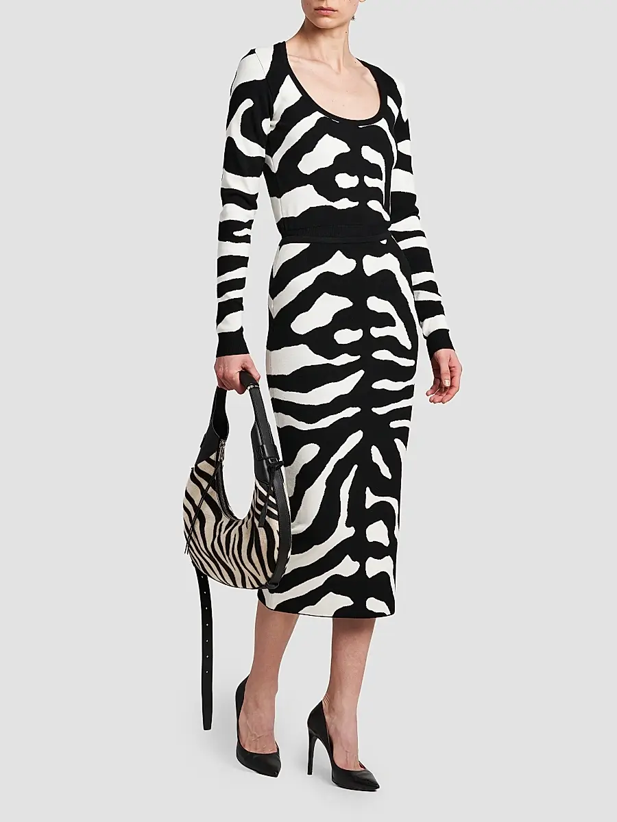 MOSCHINO Women's Zebra Print Crop Sweater | Thumbnail 2 MOSCHINO Women's Zebra Print Crop Sweater | Thumbnail 2