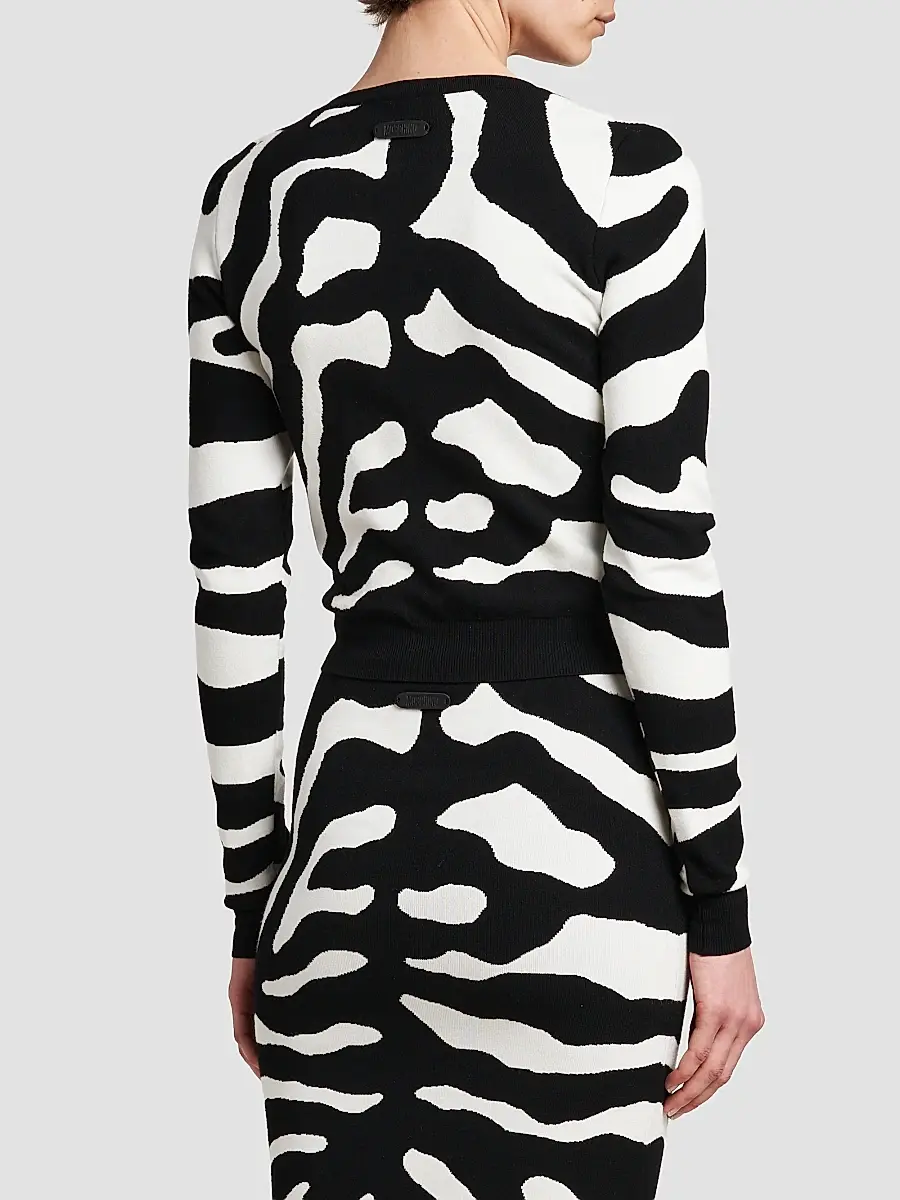 MOSCHINO Women's Zebra Print Crop Sweater | Thumbnail 3 MOSCHINO Women's Zebra Print Crop Sweater | Thumbnail 3