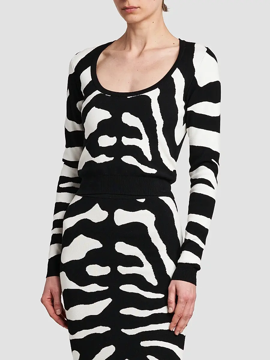 MOSCHINO Women's Zebra Print Crop Sweater | Thumbnail 4 MOSCHINO Women's Zebra Print Crop Sweater | Thumbnail 4