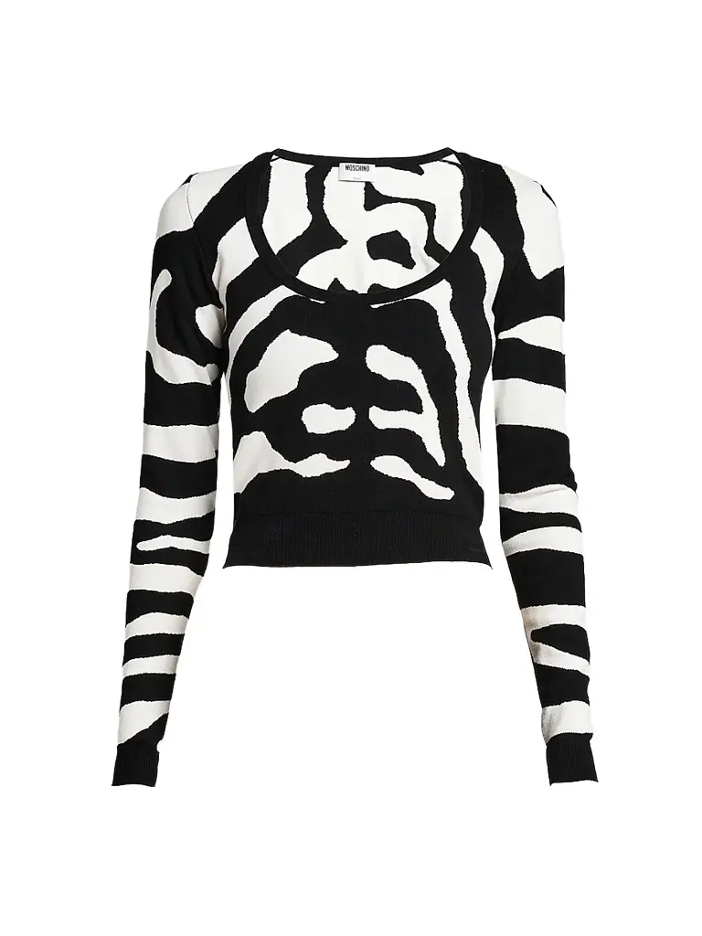 Women's Zebra Print Crop Sweater