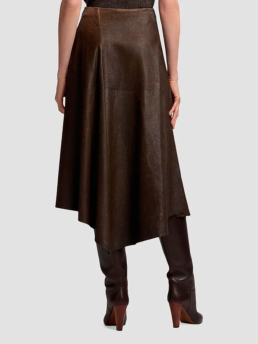 Ralph Lauren Collection Women's Cecilie Distressed Leather A-Line Midi Skirt | Thumbnail 3 Ralph Lauren Collection Women's Cecilie Distressed Leather A-Line Midi Skirt | Thumbnail 3