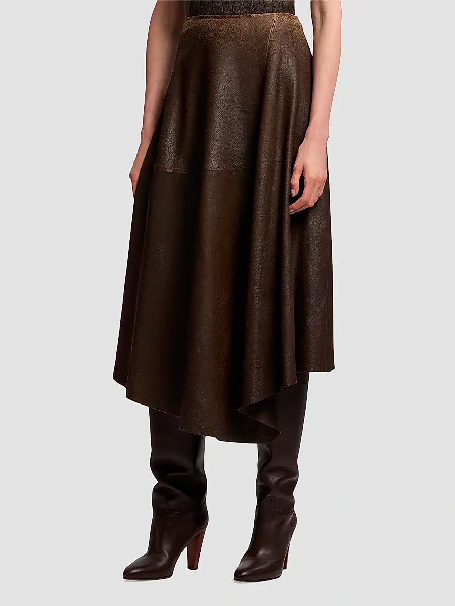 Ralph Lauren Collection Women's Cecilie Distressed Leather A-Line Midi Skirt | Thumbnail 5 Ralph Lauren Collection Women's Cecilie Distressed Leather A-Line Midi Skirt | Thumbnail 5