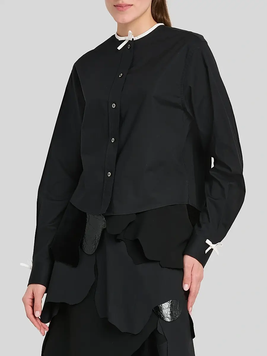 MOSCHINO Women's Bow-Accent Poplin Blouse | Thumbnail 4 MOSCHINO Women's Bow-Accent Poplin Blouse | Thumbnail 4
