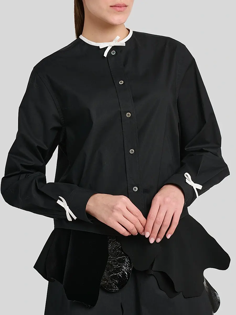 MOSCHINO Women's Bow-Accent Poplin Blouse | Thumbnail 5 MOSCHINO Women's Bow-Accent Poplin Blouse | Thumbnail 5