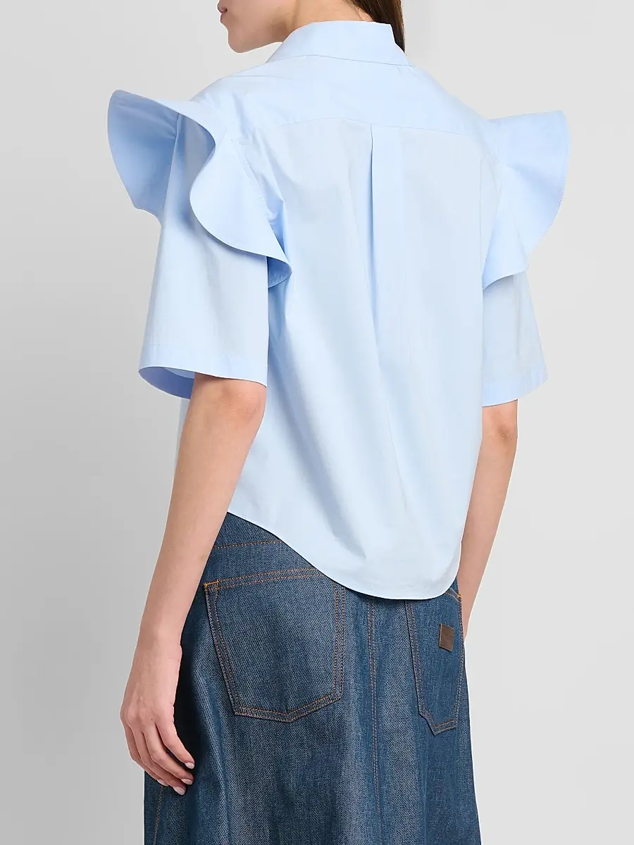 MOSCHINO Women's Ruffled Shoulder Poplin Shirt | Thumbnail 3 MOSCHINO Women's Ruffled Shoulder Poplin Shirt | Thumbnail 3