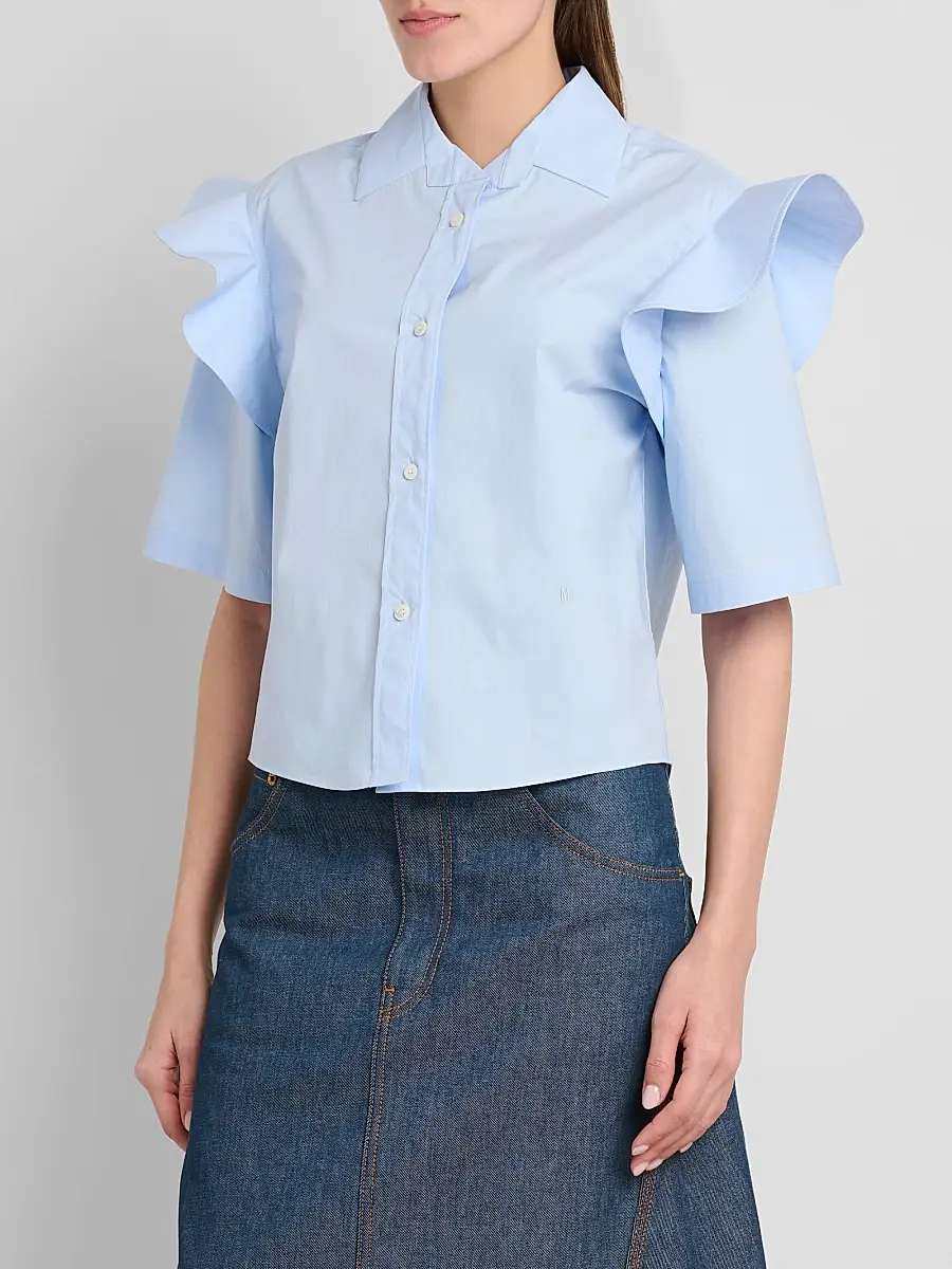 MOSCHINO Women's Ruffled Shoulder Poplin Shirt | Thumbnail 4 MOSCHINO Women's Ruffled Shoulder Poplin Shirt | Thumbnail 4