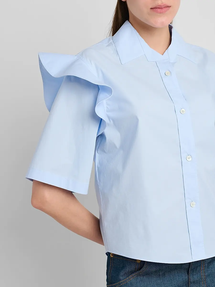 MOSCHINO Women's Ruffled Shoulder Poplin Shirt | Thumbnail 5 MOSCHINO Women's Ruffled Shoulder Poplin Shirt | Thumbnail 5