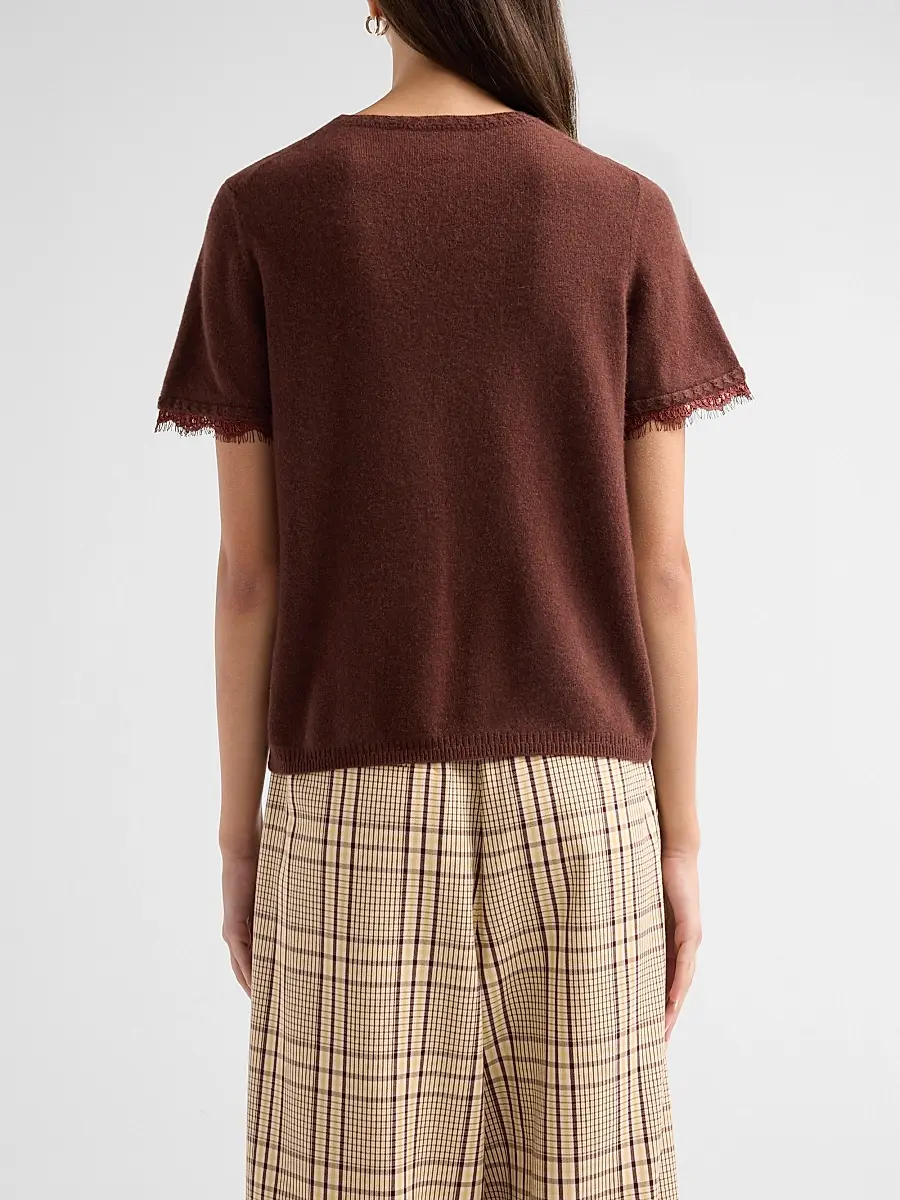 TANYA TAYLOR Women's Dailey Cashmere T-Shirt Sweater | Thumbnail 3