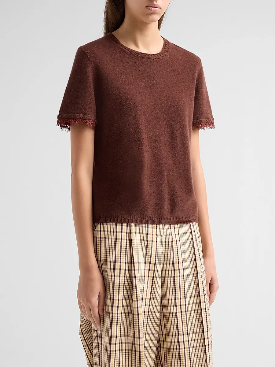 TANYA TAYLOR Women's Dailey Cashmere T-Shirt Sweater | Thumbnail 4