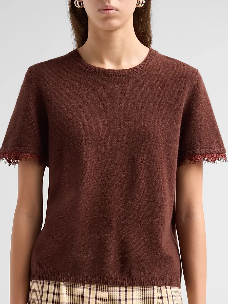 TANYA TAYLOR Women's Dailey Cashmere T-Shirt Sweater | Thumbnail 5