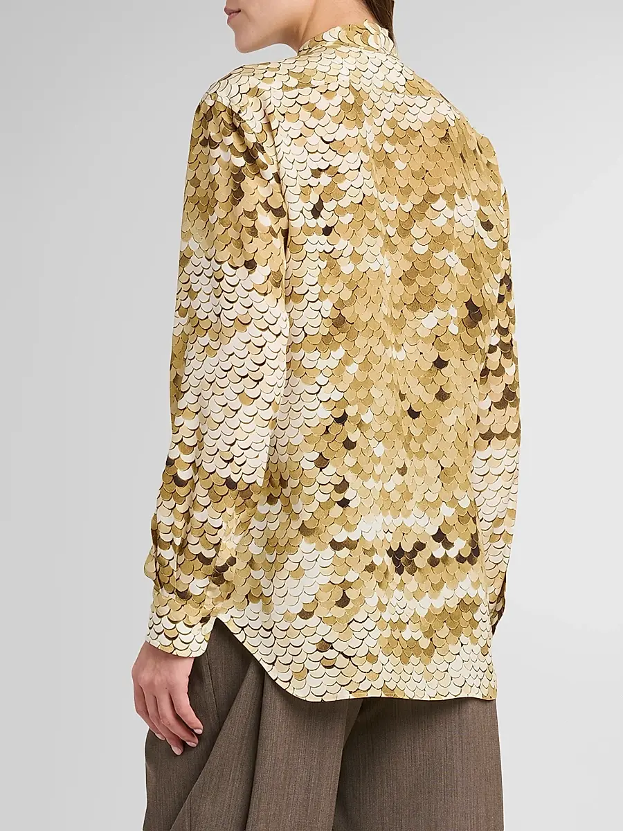 MOSCHINO Women's Sequin-Print Silk Top | Thumbnail 3 MOSCHINO Women's Sequin-Print Silk Top | Thumbnail 3