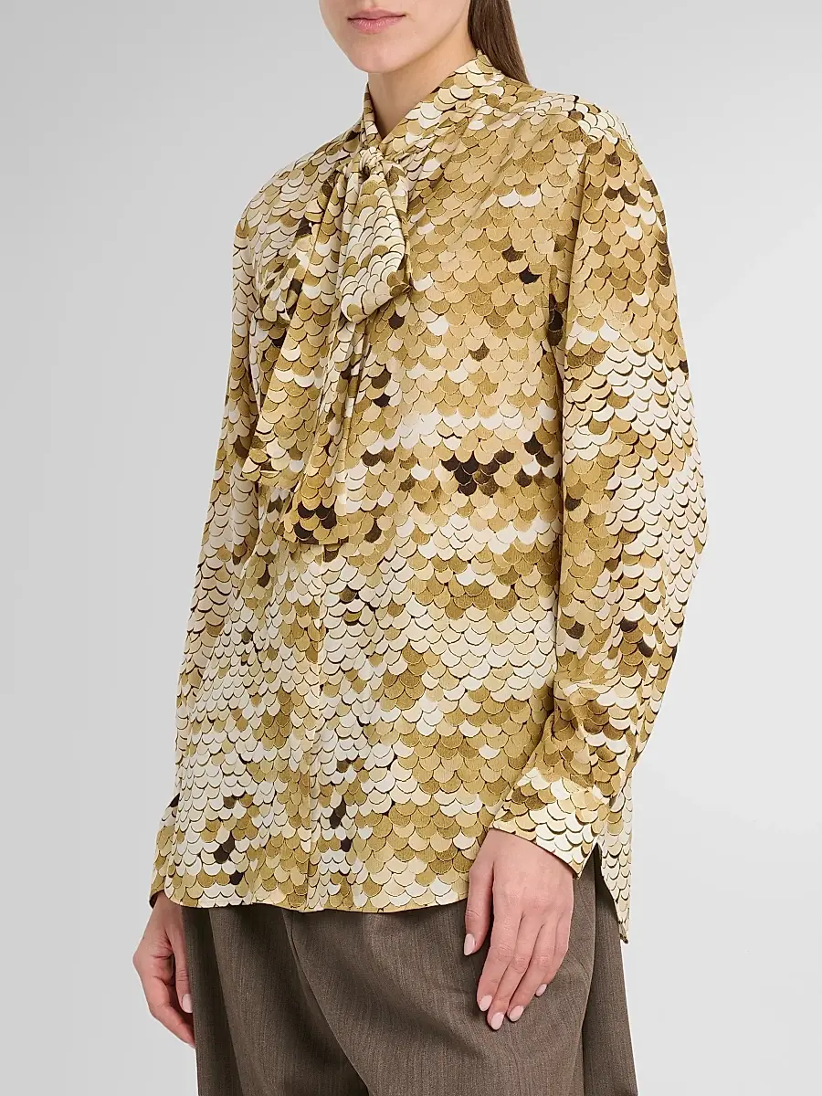 MOSCHINO Women's Sequin-Print Silk Top | Thumbnail 4 MOSCHINO Women's Sequin-Print Silk Top | Thumbnail 4